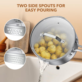 PekGema 3qt dual pour spouts simplify right- or left-handed draining.