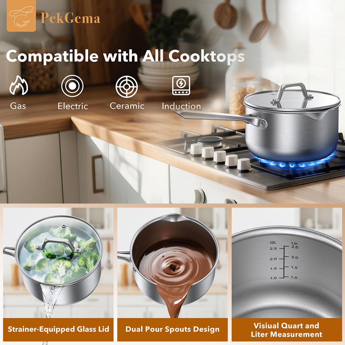 PekGema 3qt induction-compatible for all cooktops.