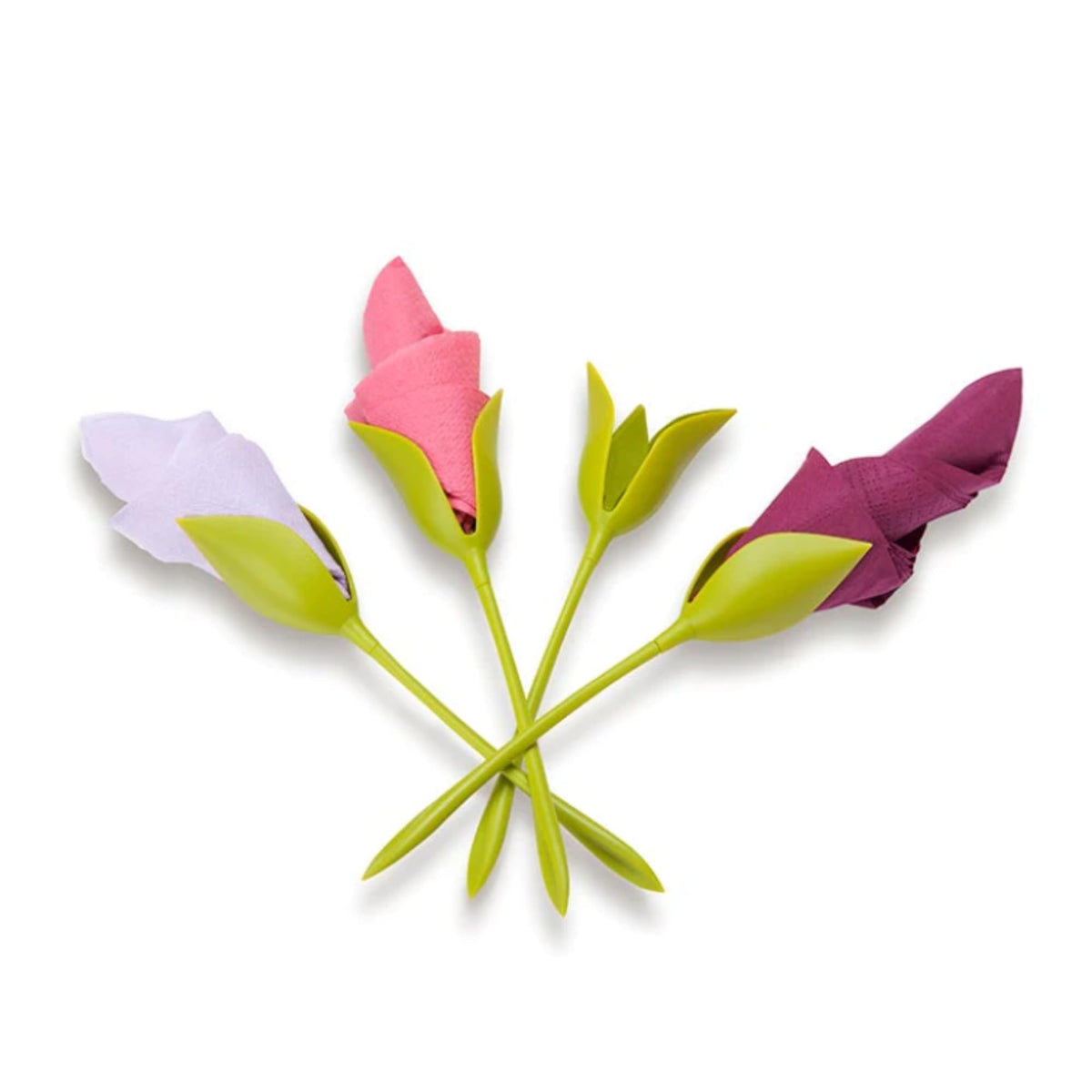 PELEG DESIGN Bloom napkin holder with green stemmed buds adds table elegance.