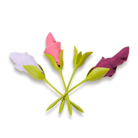 PELEG DESIGN Bloom napkin holder with green stemmed buds adds table elegance.