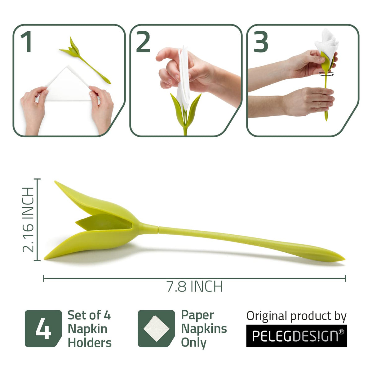 PELEG DESIGN Bloom napkin holder tulip fold adds vibrant centerpiece for gatherings.