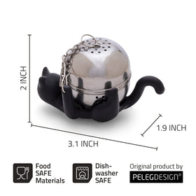 Compact PELEG DESIGN Cattea infuser demonstrated beside a cup.