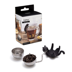 PELEG DESIGN Cattea infuser on saucer ready to brew a tidy cup.