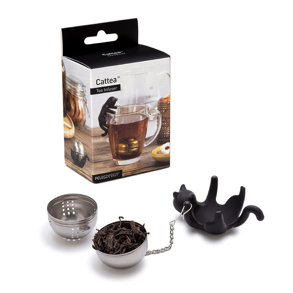 PELEG DESIGN Cattea infuser on saucer ready to brew a tidy cup.