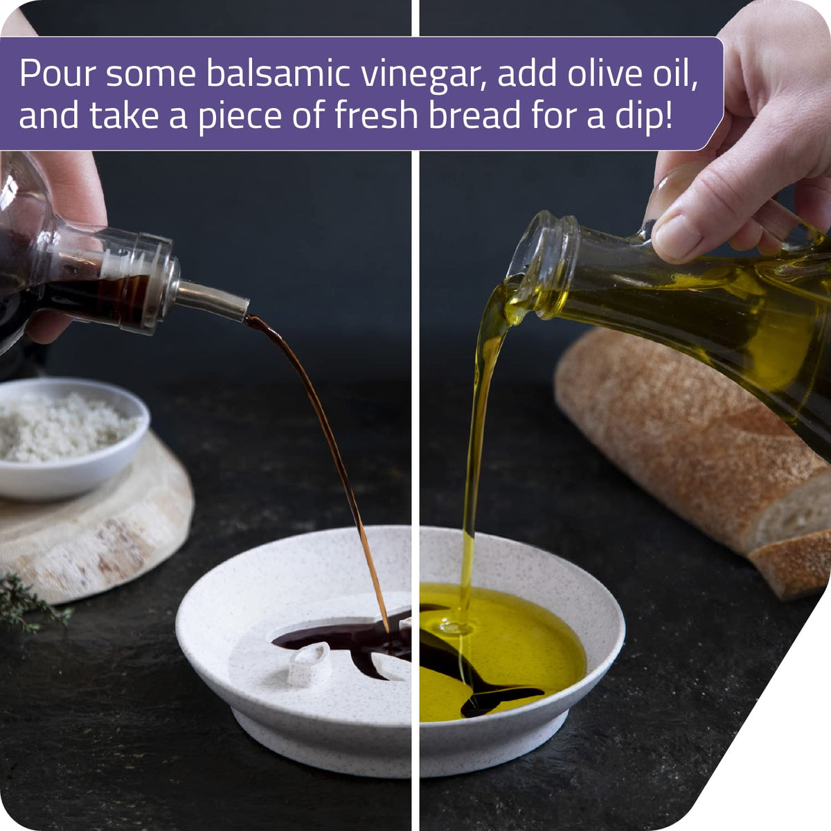 PELEG DESIGN Dip Sea Whale with balsamic and olive oil setup.
