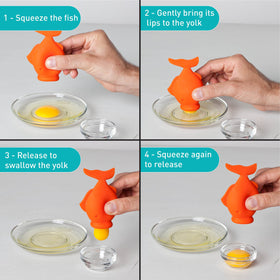 Peleg Design silicone egg separator uses food-safe material for safe handling.