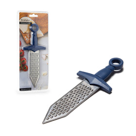 PELEG DESIGN Gratiator mini cheese grater with sword handle for quick hard cheese grating.