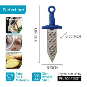 PELEG DESIGN Gratiator sword guard protects fingers during grating.