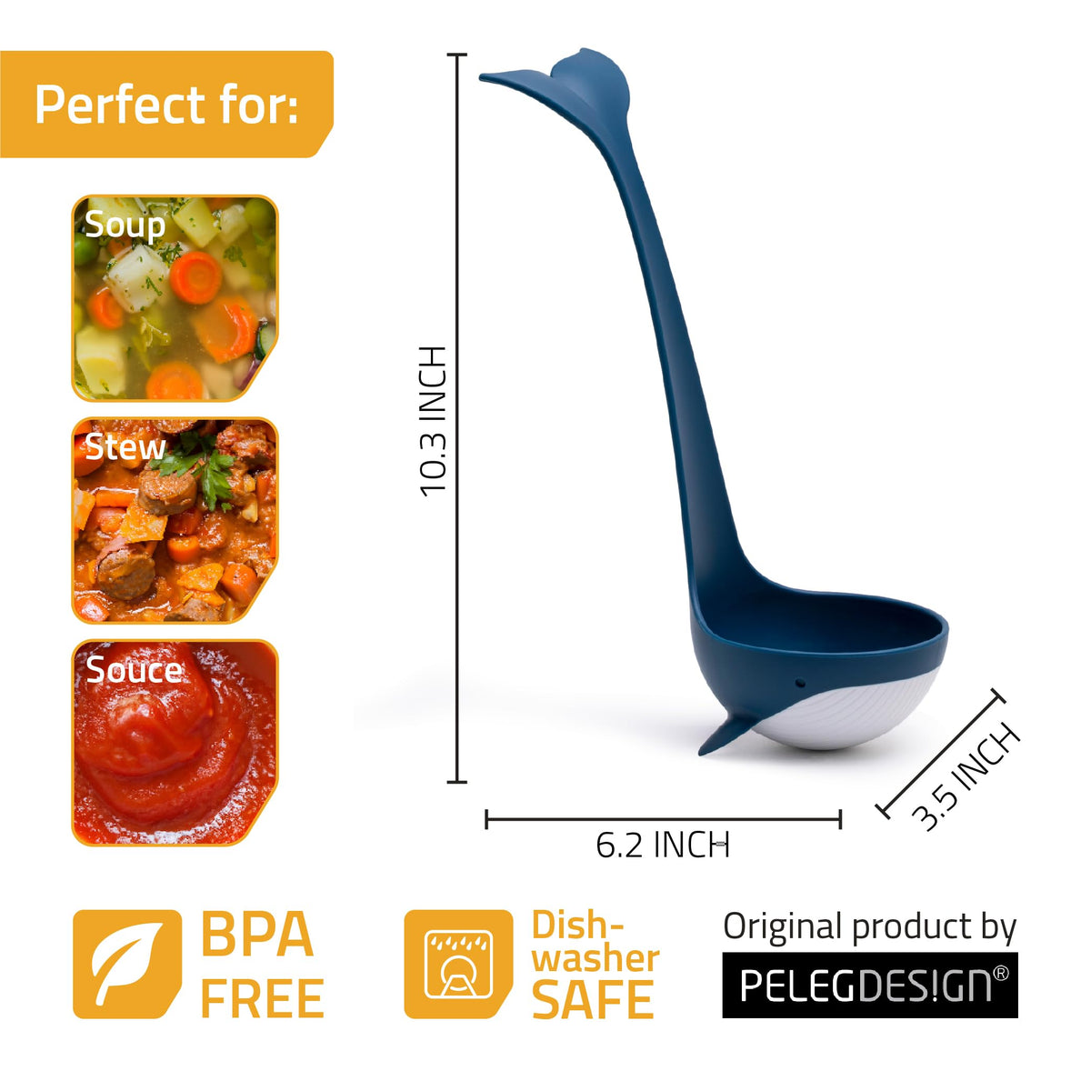 Souper Tail Ladle by Peleg Design with sturdy handle for effortless serving.