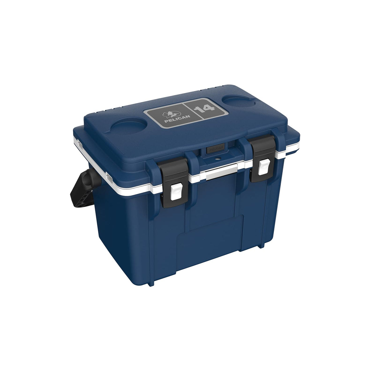 Pelican 14-qt lunch box cooler midnight blue, front view, ideal for on-the-go meals.