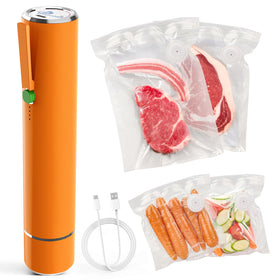 Pengrainsys handheld vacuum sealer in action sealing freshness quickly for meal prep.