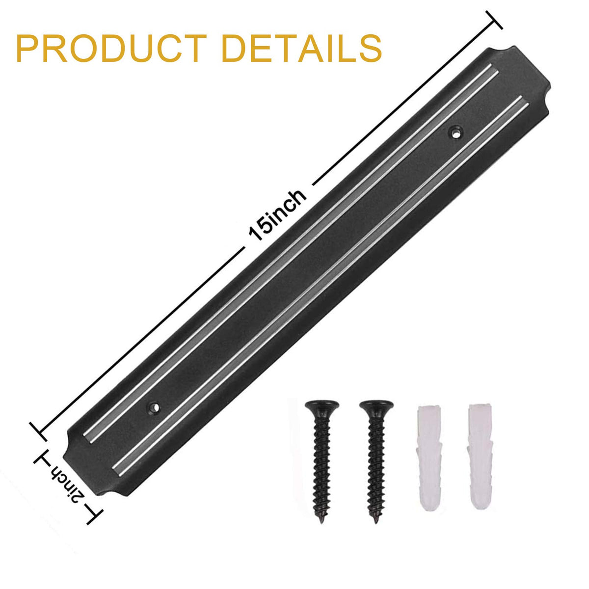 PENXUA knife-strip 2pc closeup magnets securely holds chef knives within easy reach.