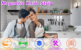 PENXUA magnetic knife-rack closeup strong neodymium magnets secure blades safely.