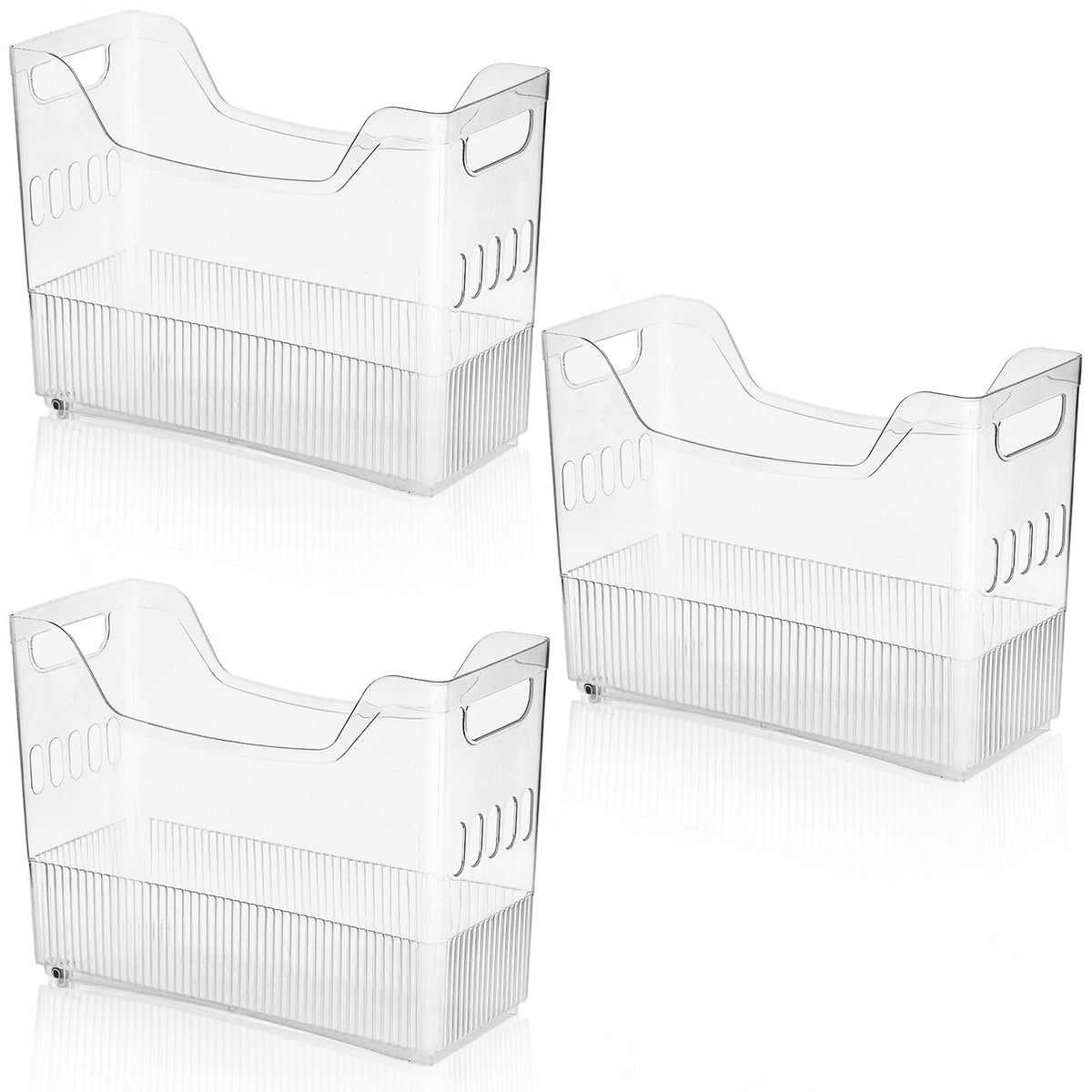 Peohud 3-pack freezer bins with wheels — complete set for organized freezer space.