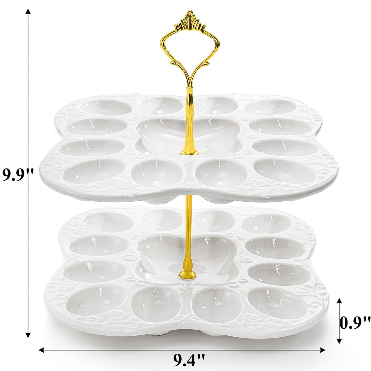 Peohud deviled egg holder close-up highlighting glossy glaze and smooth lines for easy cleaning.