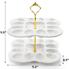 Peohud deviled egg holder close-up highlighting glossy glaze and smooth lines for easy cleaning.