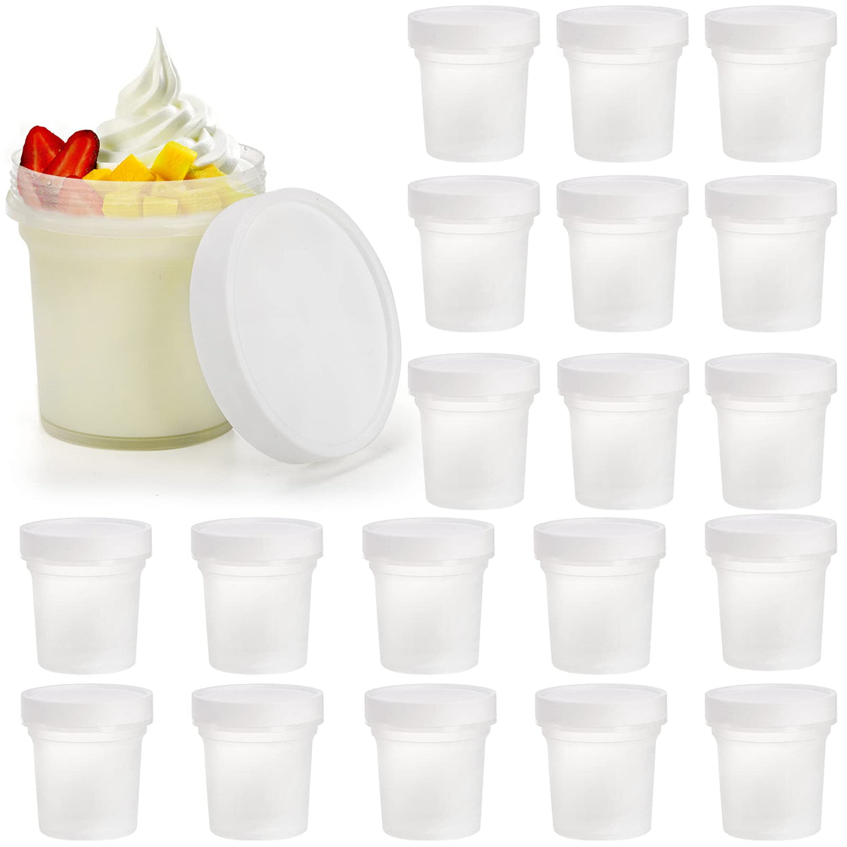 Peohud 20-pack ice cream containers with screw lids for airtight freshness