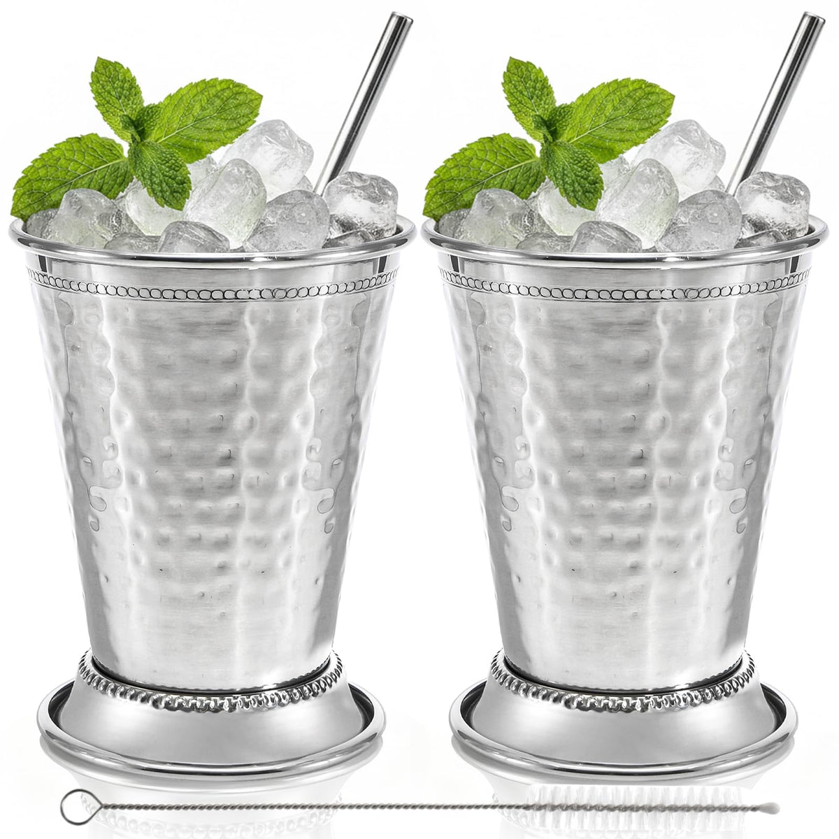 Peohud mint julep cups with hammered finish for stylish entertaining
