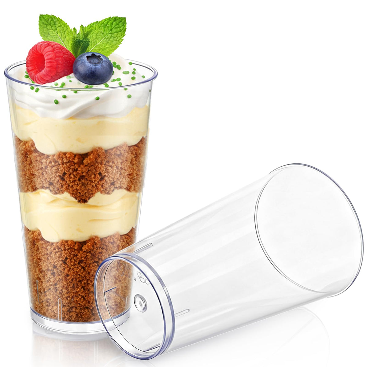 Peohud parfait cups showcase desserts with crystal-clear clarity