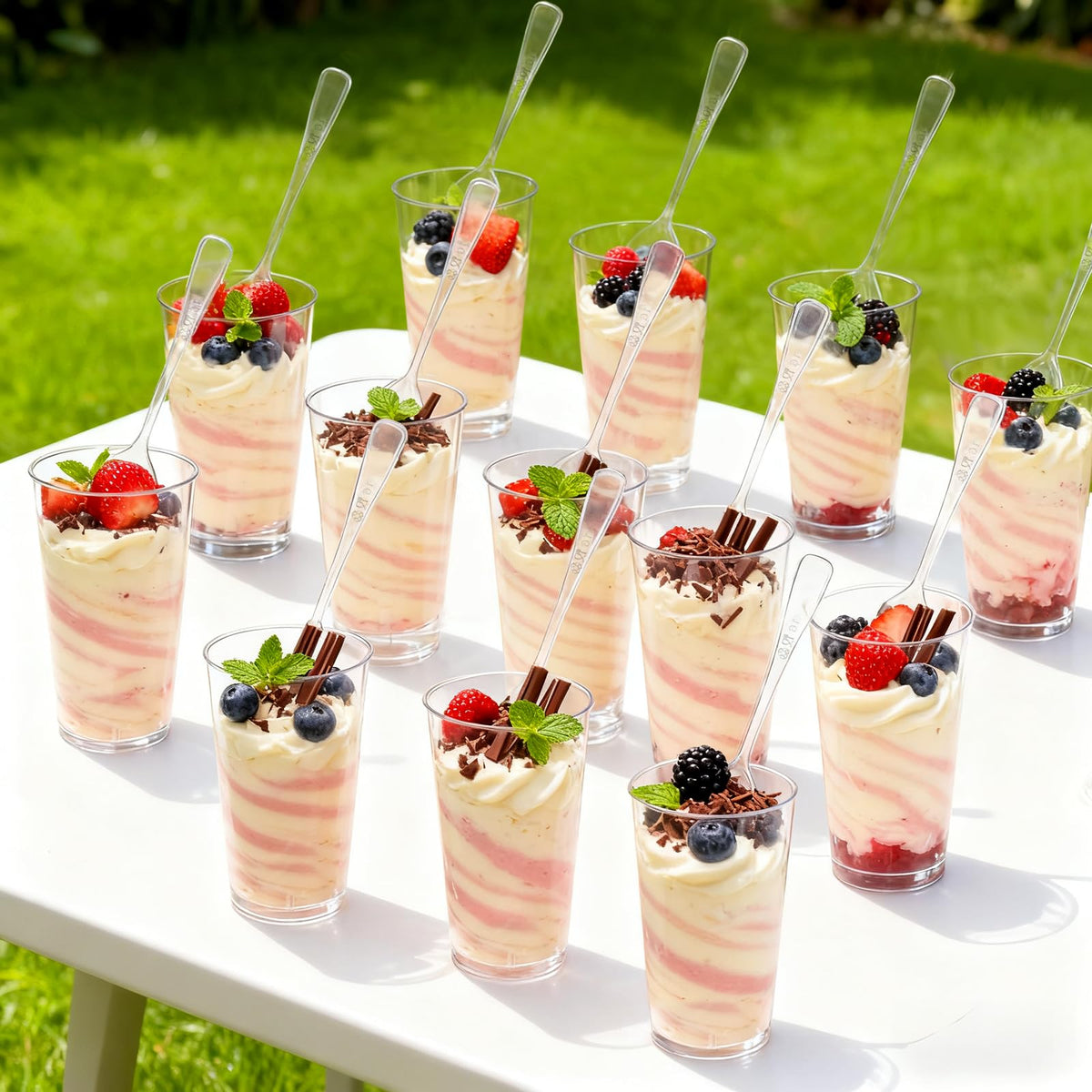 Peohud wedding catering cups with spoons add elegant servings