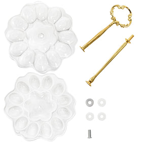 Peohud white floral with gold rod design adds a sophisticated table touch.