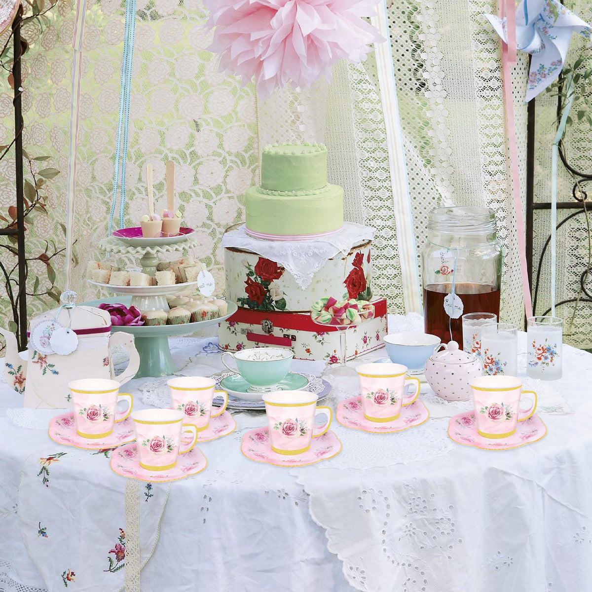 Peony Man elegant party set for 50 guests.