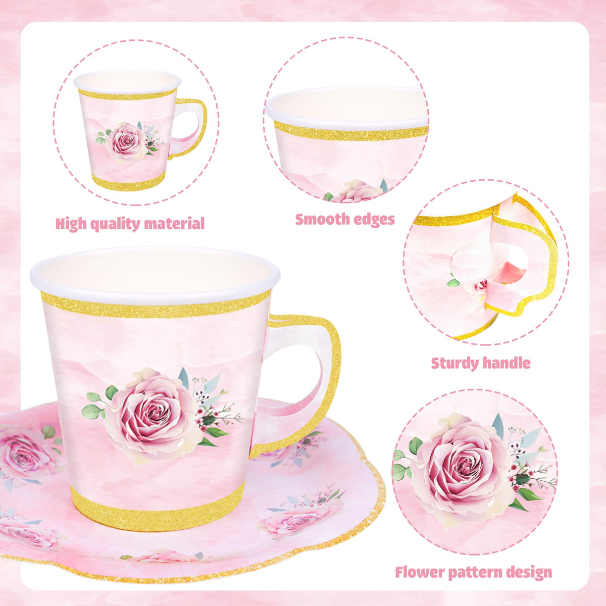 Peony Man disposable teacups ideal for hot and cold beverages at parties.