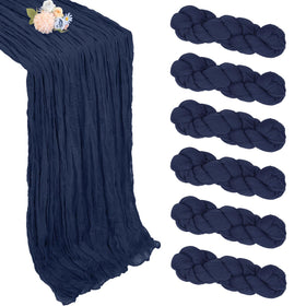 pepmily 6-pack navy blue cheesecloth table runner for elegant event styling