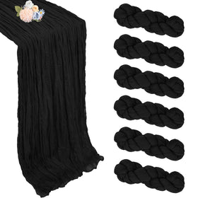 pepmily 6-pack black cheesecloth table runner for versatile event decor.
