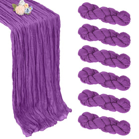 Pepmily 6-pack purple cheesecloth runners in packaging for versatile decor.
