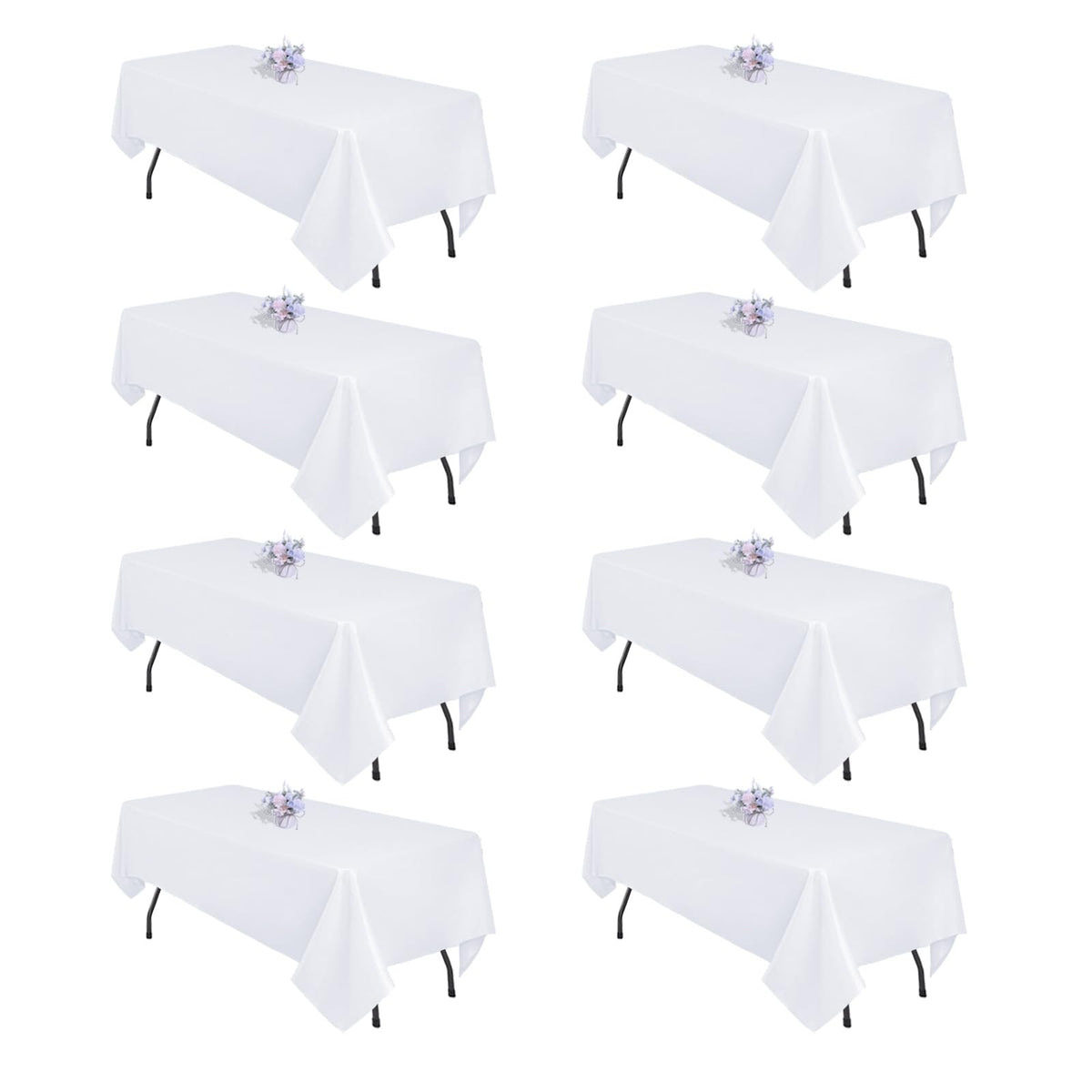pepmily 8-pack white tablecloth on a dining table for elegant gatherings.