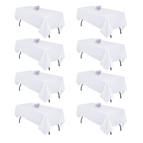 pepmily 8-pack white tablecloth on a dining table for elegant gatherings.