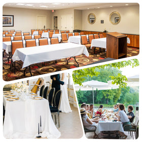 pepmily 8ft table fit with 60x126 tablecloth at banquet.