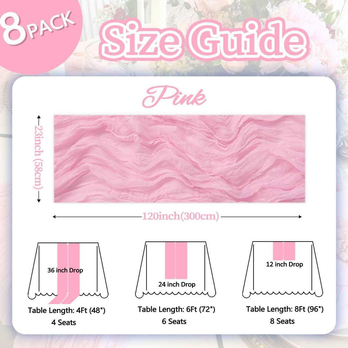 pepmily boho gauze table runner in pink enhances romantic spring party decor.