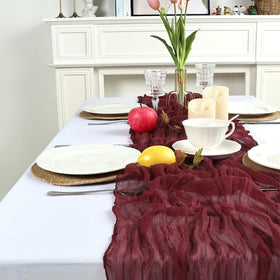 pepmily Burgundy cheesecloth table runner baby shower vibe