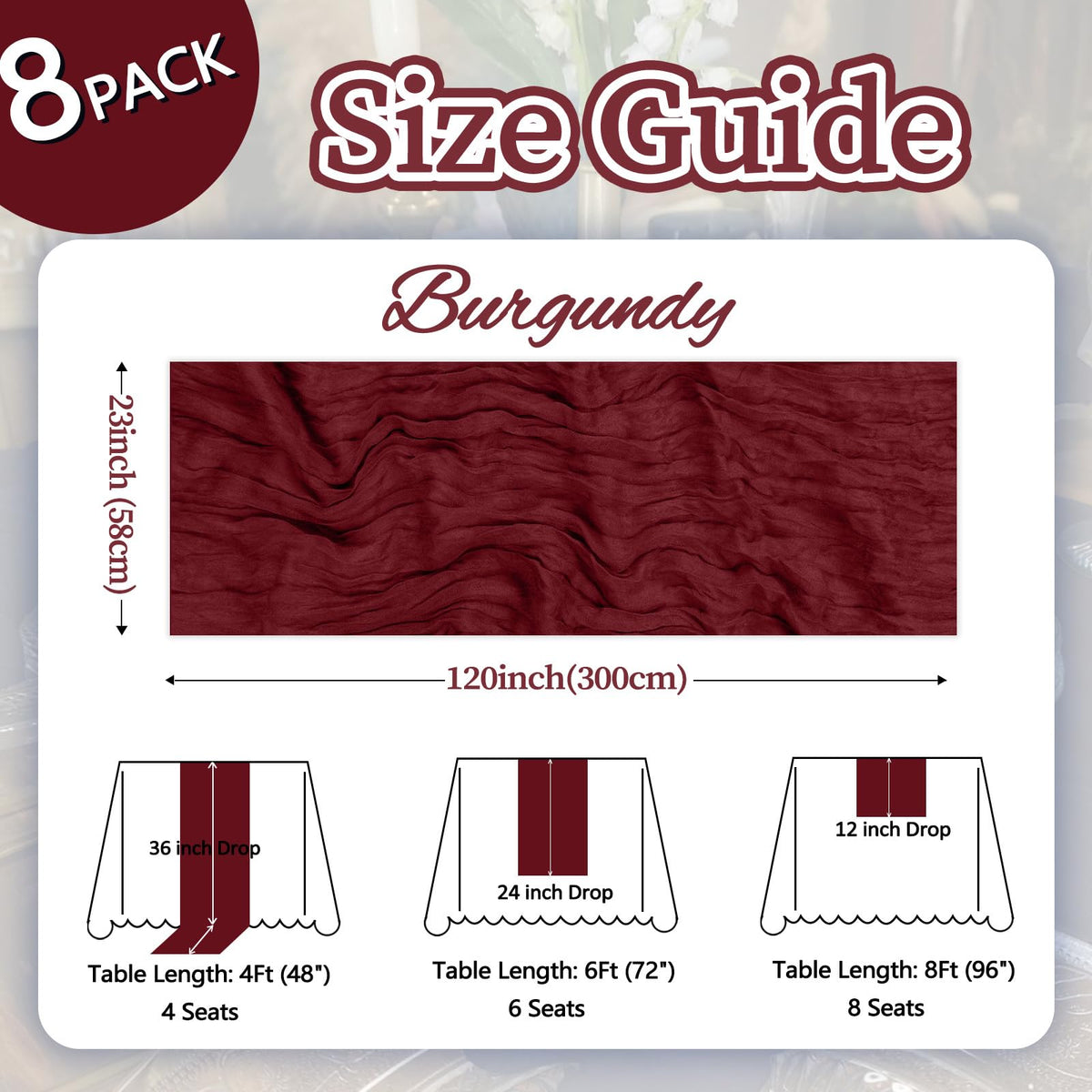 pepmily Burgundy table runner texture closeup highlights fine gauze weave