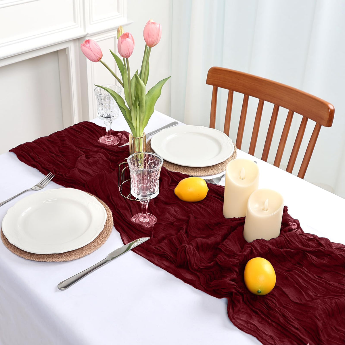 pepmily Burgundy table runner wedding decor creates romantic ambiance