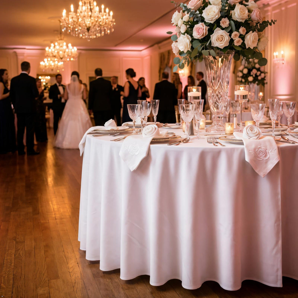 pepmily dining events tablecloth white round suitable for buffets