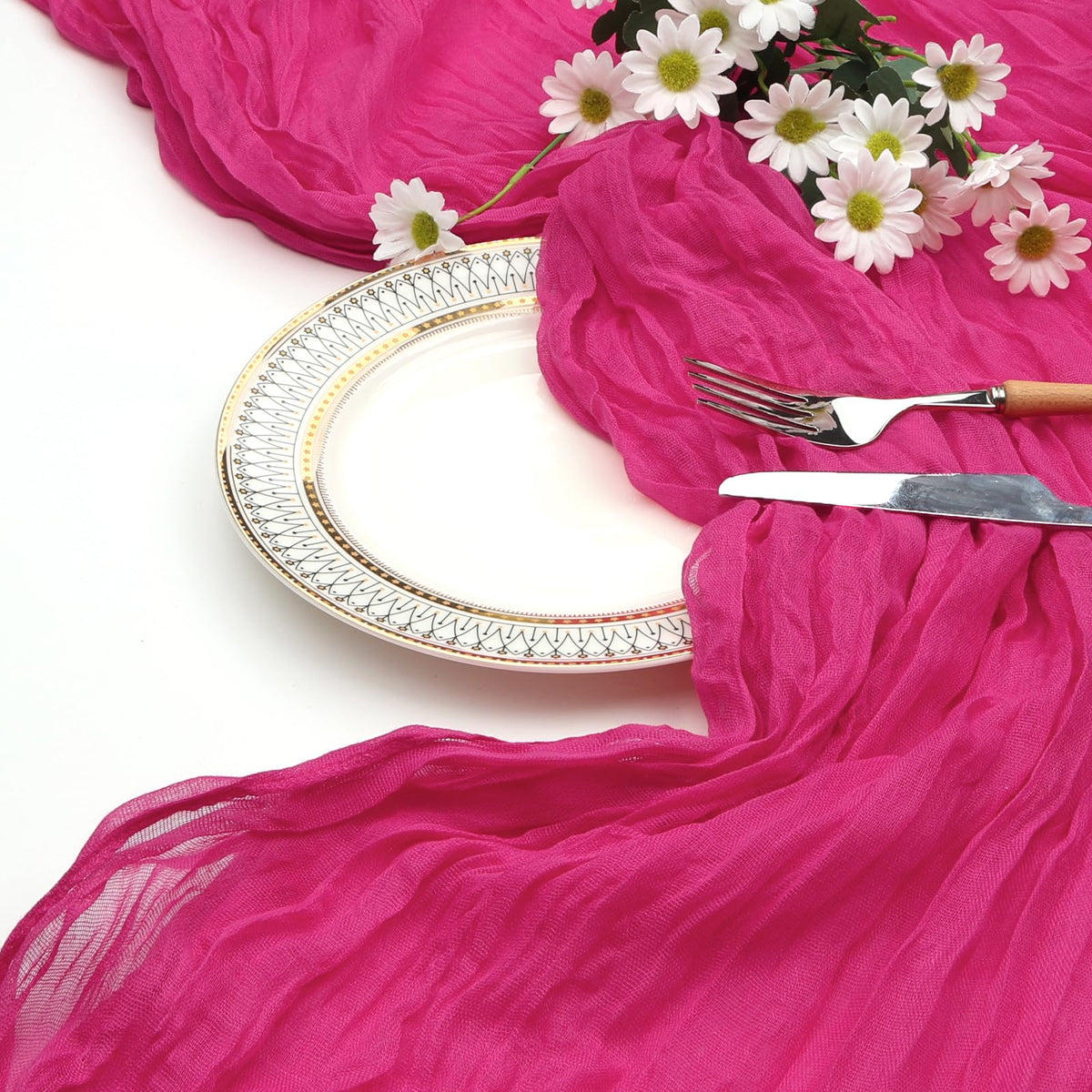 pepmily hot pink gauze runner creates elegant event accents
