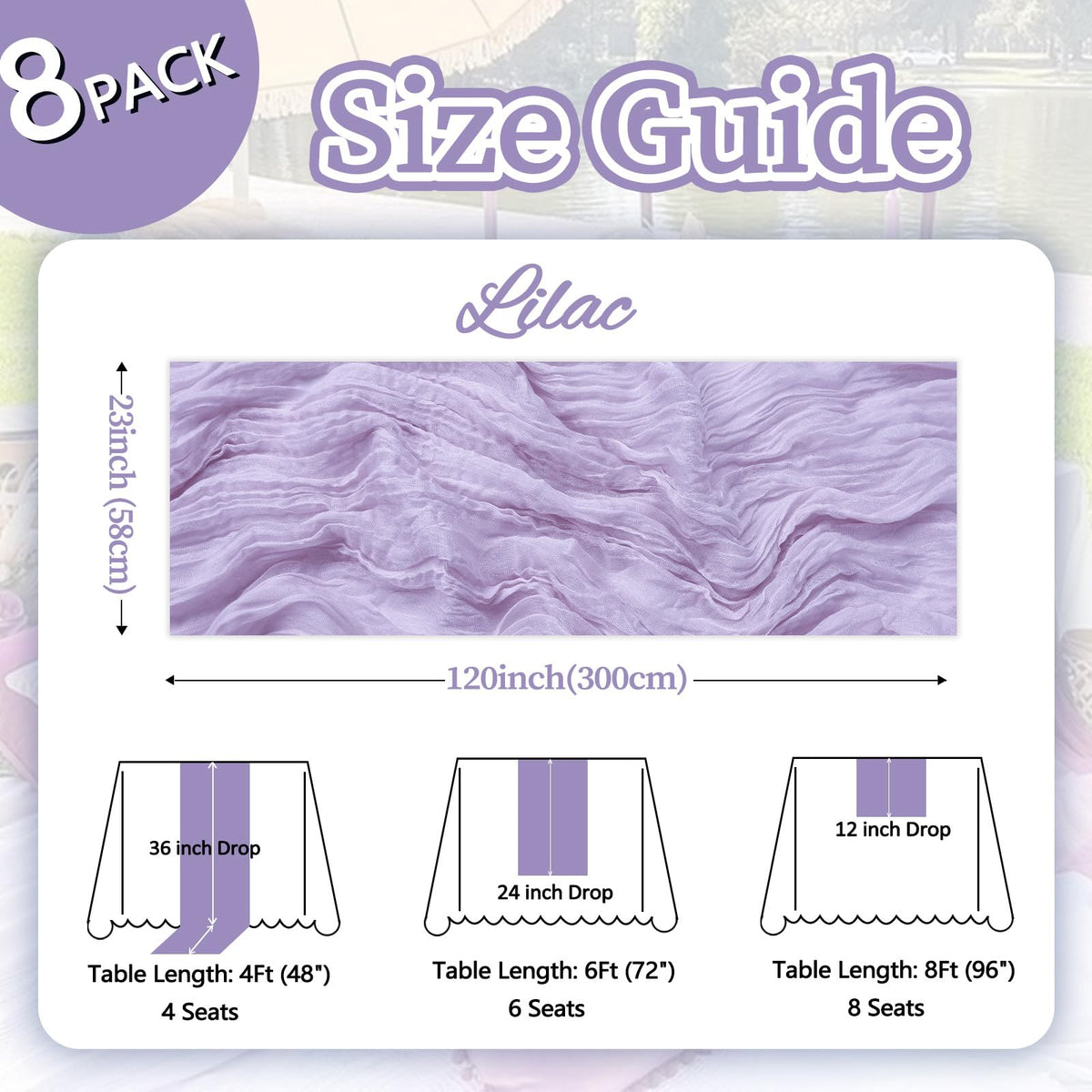 pepmily lilac purple table runner spread on wood table for romantic tablescape