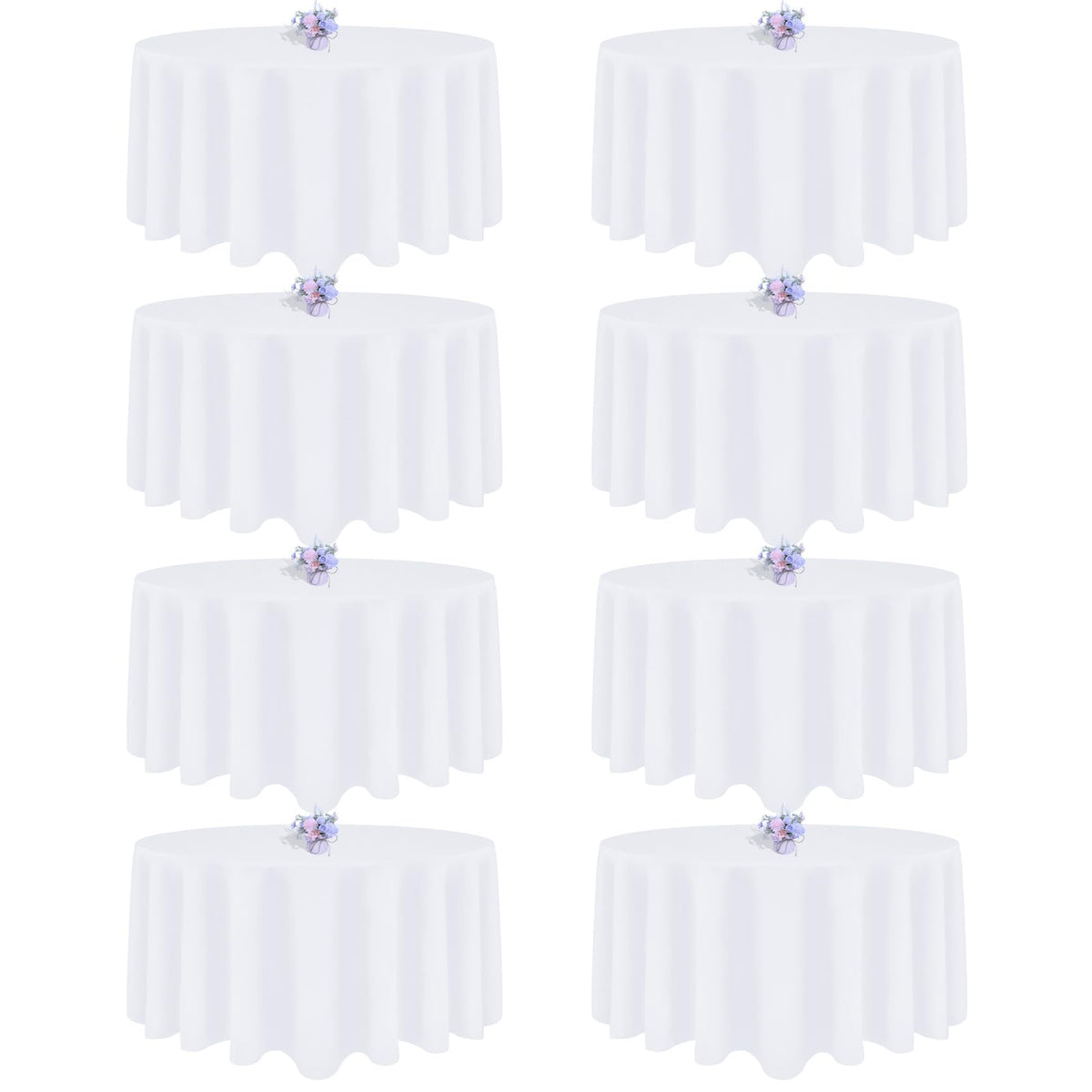 pepmily round tablecloth 120-inch white eight-pack drapes beautifully for elegant dining