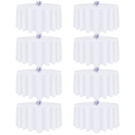 pepmily round tablecloth 120-inch white eight-pack drapes beautifully for elegant dining