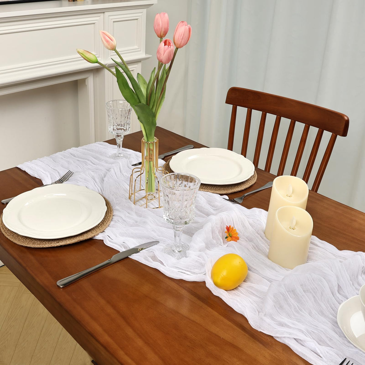 pepmily rustic white table runner provides airy graceful drape for celebrations and home decor