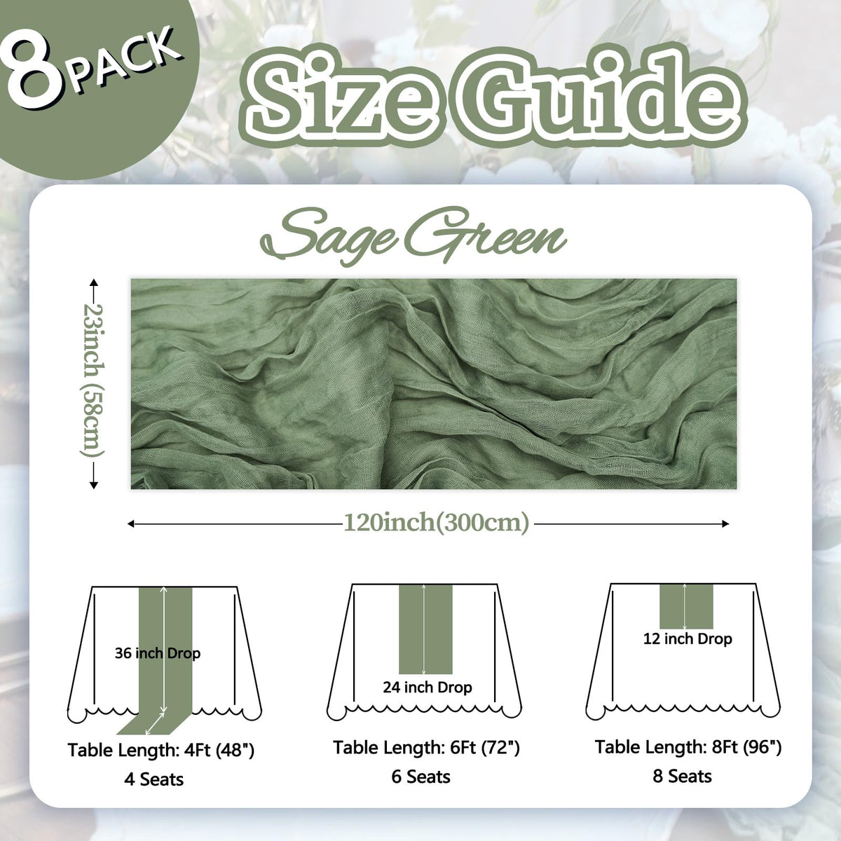 pepmily sage green cheesecloth table runner closeup texture highlights delicate weave