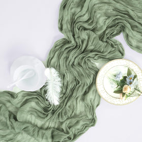 pepmily sage green cheesecloth table runner packaging included for easy setup
