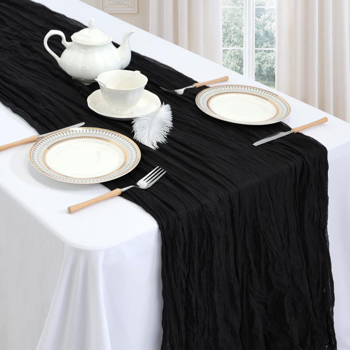 pepmily sheer table runner adds romantic ambiance to celebrations.