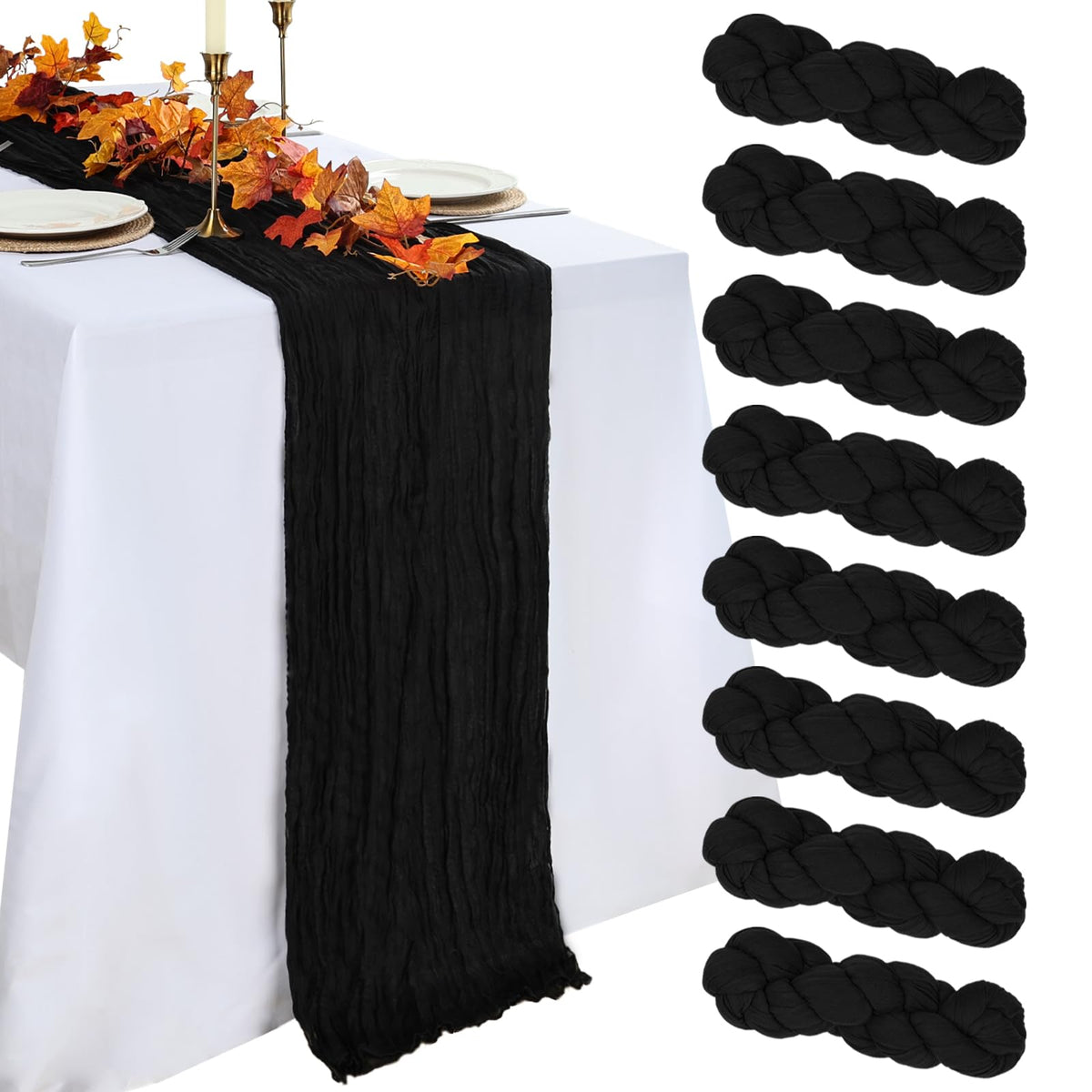 pepmily table runner black cheesecloth 23x120-inch adds rustic elegance to any table