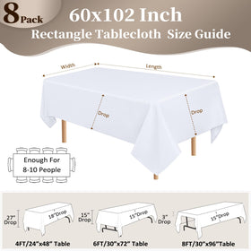pepmily white tablecloth 8-pack bundled for bulk party setup