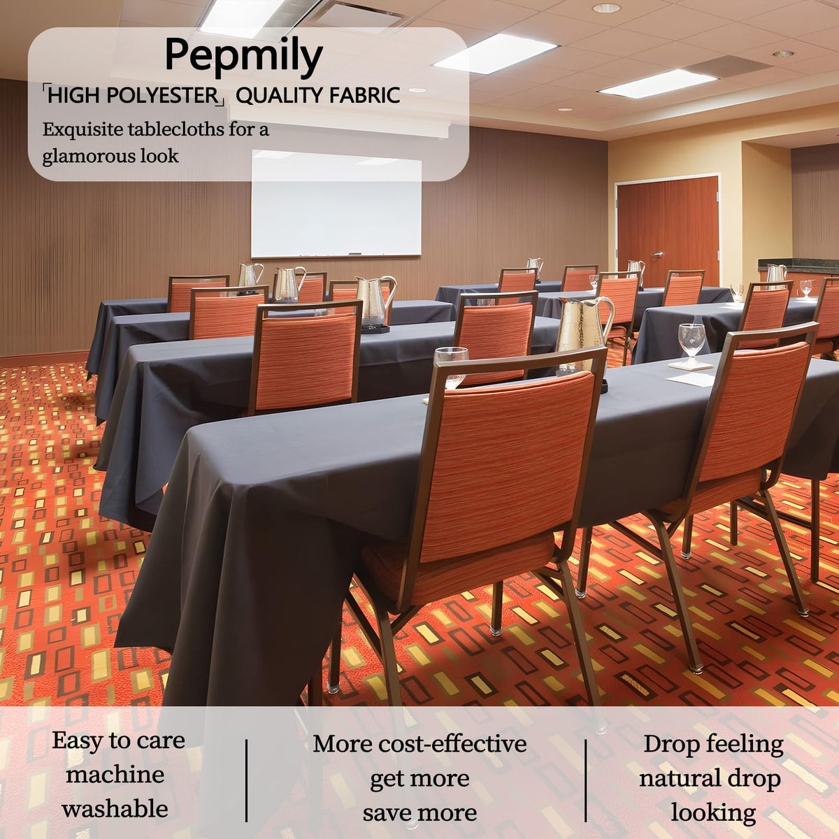 pepmily tablecloth with wrinkle-free edge stitching highlights durability