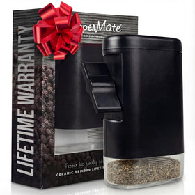 PepperMate pepper mill ceramic grinder in black for durable, consistent grinding.